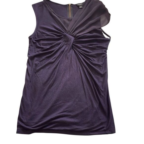 EUC! Unique Ann Taylor Deep Purple Sleeveless Twist Front Blouse - S - Picture 5 of 11